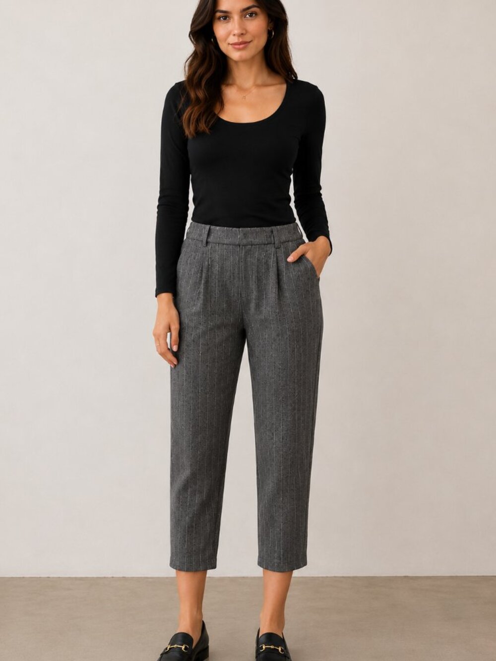 $198 Retail Babaton Atelier Wool Cashmere Pinstripe Crop Pants Size 6